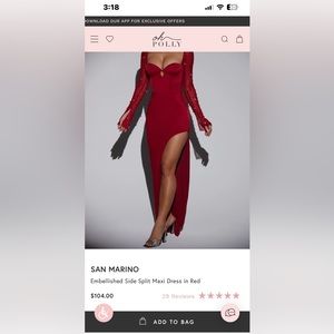 Oh Polly Red dress, beaded sleeves size 4